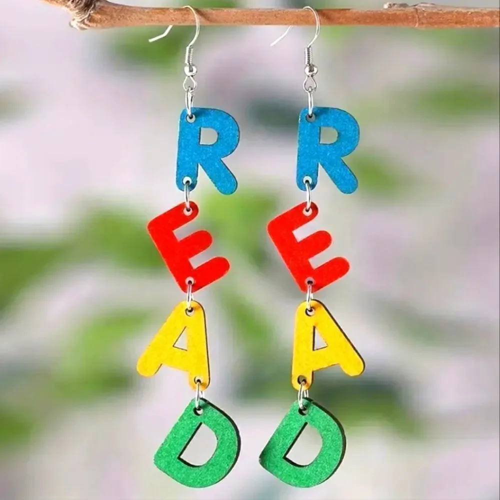 Colorful Read  fun dangle earrings For Kids And Adults